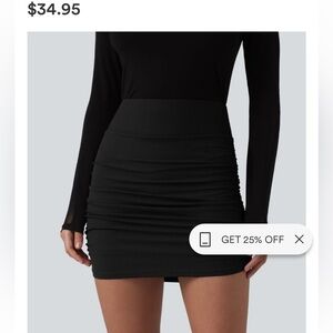 Halara High-Waist Black Ruched Mini Skirt